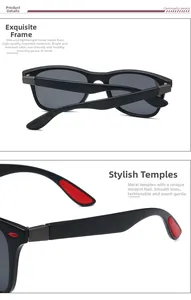 Detail of black matte sunglasses frame with metal hinges and red anti-slip temple tips