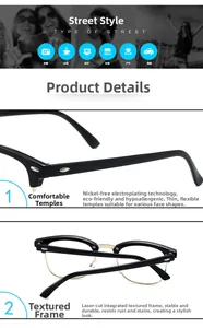 Detail view of semi-rimless frames featuring laser-cut metal and anti-allergy plating