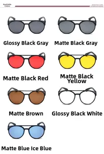 Collection of retro double-bridge round sunglasses in various frame textures and lens colors