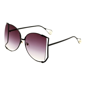 Lunettes de soleil papillon surdimensionnées avec verres dégradés violets et perles