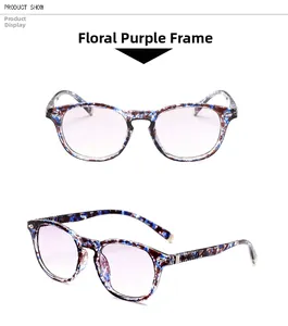 Detail of purple tortoiseshell reading glasses featuring metal-accented non-slip temples