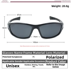Diagramme technique détaillé des lunettes de soleil de sport polarisées avec dimensions