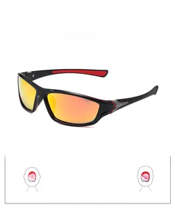 Vue détaillée de lunettes de soleil sport polarisées avec guide de forme de visage