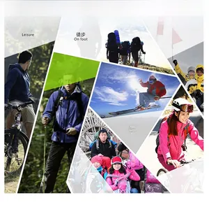 Collage of outdoor scenes showing progressive reading glasses for hiking, cycling and skiing