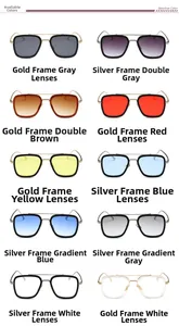 Selection of classic pilot square polarized sunglasses in various lens and frame colors