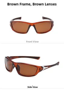 Détails de lunettes de soleil sport polarisées marron avec branches antidérapantes