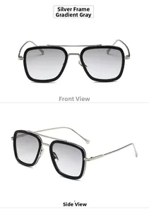Detail of silver flight sunglasses with gradient grey lenses and diamond-patterned temples