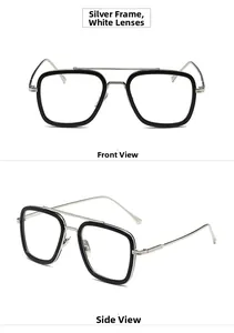 Detail view of polarized sunglasses with silver metal bridge and retro black square frames