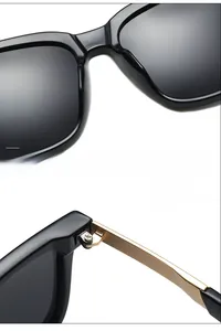 Detail of integrated eco-friendly nose pads and reinforced alloy hinges on polarized sunglasses