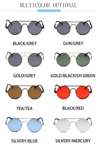 Collection of vintage round frame sunglasses with stylish metal bridges in eight colors