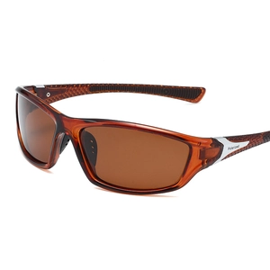 Lunettes de soleil de sport polarisées pour hommes avec monture ambre et branches antidérapantes