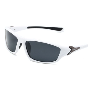 Lunettes de soleil sport polarisées pour hommes avec monture blanche pour vélo et extérieur