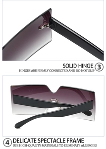 Detail view of the solid metal hinge and high-quality rimless sunglasses structure