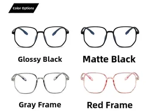 Detailed grid of oversized TR90 eyewear frames in black, grey, and red color options