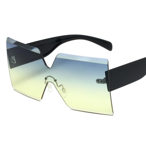 Oversized Rimless Square Sunglasses Integrated Gradient PC Lens UV400 Protection Unisex Fashion Streetwear Shades