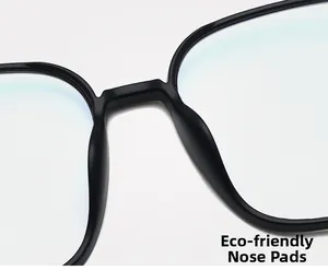 Detail view of the eco-friendly nose pads on the black matte TR90 large eyeglass frames