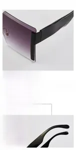 Détails des lunettes de soleil sans monture dégradées violettes avec charnières en alliage