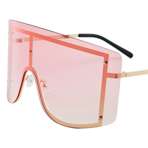 Übergroße Sonnenbrille mit rosa Farbverlauf und roségoldenem Metallrahmen für Damen