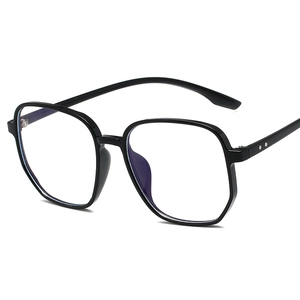 Fashionable black TR90 oversized polygon glasses frame in minimalist style for daily wear