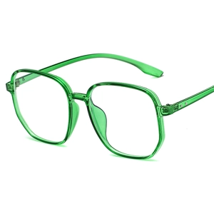 Fashionable retro oversized green transparent TR90 glasses frames for students