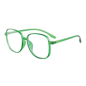 Montatura per occhiali quadrata oversize in TR90 verde trasparente anti luce blu