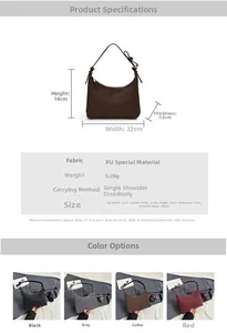 Tabella taglie e specifiche dettagliate per borsa a tracolla vintage da donna in pelle PU
