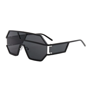 Oversized Geometric Shield Sunglasses Metal Frame Hollow Out Futuristic Fashion Eyewear For Men And Women Sun Protection