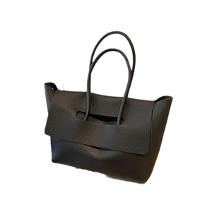 Sac fourre-tout noir grande capacité à texture litchi et poignées doubles élégantes