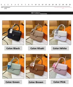 Detail view of woven leather texture handbags in six colors with silk scarf handles