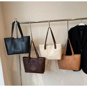 Women Large Capacity Tote Bag Vintage PU Leather Shoulder Handbag For Work Daily Commuter Elegant Top Handle Purse