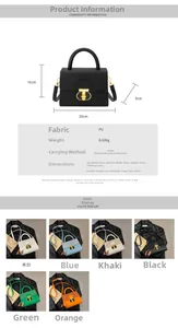 Detailed dimension chart and size specifications for the PU leather crossbody handbag