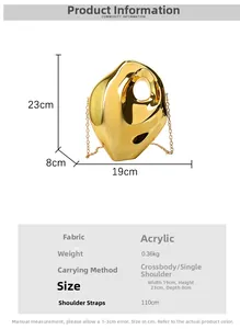 Detailed size specifications for the gold acrylic marble texture box bag with dimensions