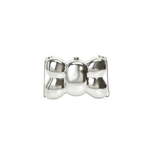 Silver mirror acrylic bow evening bag with metallic chain strap for party fashion