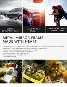 Detail view of UV protection lenses and manual metal frame production process