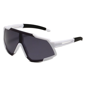Oversized white frame cycling sunglasses with dark grey lenses for outdoor sports