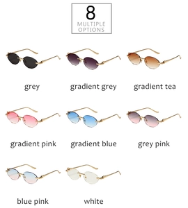 Plusieurs options de couleurs pour lunettes de soleil ovales sans monture en vue en grille 3x3