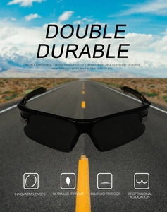 Détails de lunettes de soleil de sport noires profilées avec verres anti-lumière bleue vélo