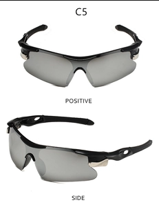 Vues détaillées de face et de profil des lunettes de cyclisme noires à monture demi-cerclée