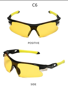 Lunettes de sport de plein air avec verres jaunes et branches antidérapantes jaune fluo