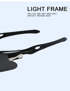 Détail de lunettes de sport montrant la texture antidérapante et la charnière légère