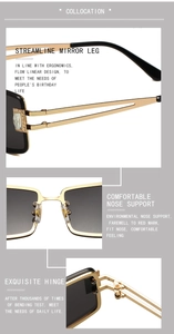 Detail view of gold metal frames with crystal accents and durable hinges on sunglasses