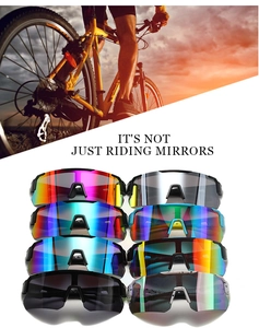 Detailed grid of UV protection cycling sunglasses with various colorful lenses and frames