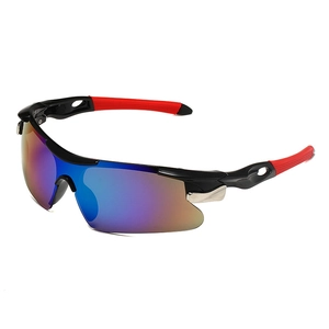 Lunettes de soleil de sport avec verres dégradés bleu violet et monture noire coupe-vent