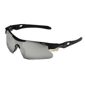Lunettes de soleil de sport pour cyclisme avec monture demi-cerclée noire et verres gris