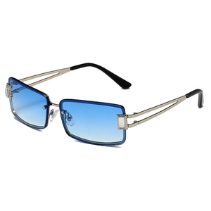 Fashion Rectangle Sunglasses Metal Frame Rhinestone UV400 Protection Y2K Vintage Eyewear For Women Unisex
