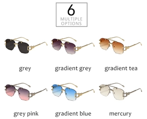 Six lunettes de soleil sans monture en grille 2x3 avec diverses lentilles dégradées