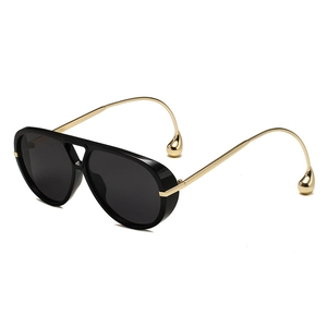 Gafas de Sol de Aviador Extragrandes de Moda para Mujer Patillas Únicas con Colgante de Gota de Agua de Metal Gafas de Protección UV400 Modernas Viaje Fiesta