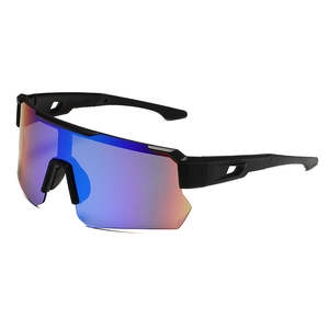 UV-protective sports cycling sunglasses with colorful oversized lenses and black frame