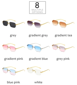 Collage de lunettes de soleil carrées sans monture en huit couleurs dégradées