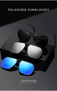 Détails de clips solaires polarisés avec verres miroirs noirs, argentés et bleus
